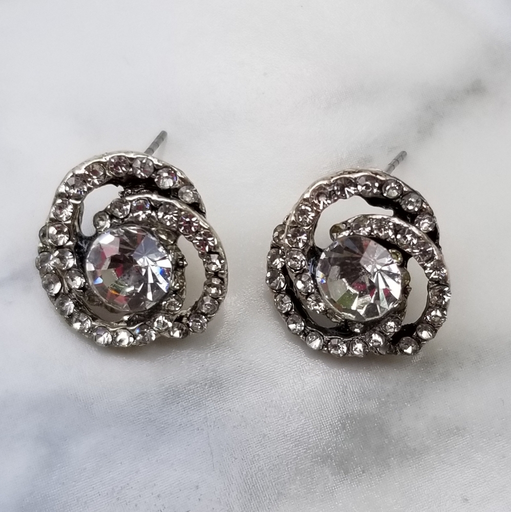 Tie The Knot Rhinestone Stud Earrings